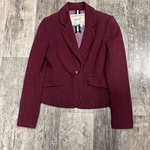 Cartonnier by Anthropologie Burgundy 1 Button Blazer